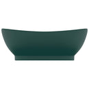 vidaXL ovális matt sötétzöld kerámia mosdó túlfolyóval 58,5 x 39 cm