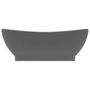 vidaXL ovális matt sötétszürke kerámia mosdó túlfolyóval 58,5 x 39 cm