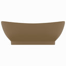 vidaXL ovális matt krémszínű kerámia mosdókagyló túlfolyóval 58,5x39cm