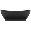 vidaXL ovális matt fekete kerámia mosdókagyló túlfolyóval 58,5 x 39 cm