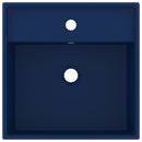 vidaXL négyszög alakú matt sötétkék kerámia mosdókagyló túlfolyóval 41 x 41 cm