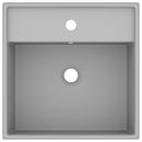 vidaXL négyszög alakú matt világosszürke kerámia mosdókagyló túlfolyóval 41 x 41 cm