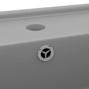 vidaXL négyszög alakú matt világosszürke kerámia mosdókagyló túlfolyóval 41 x 41 cm