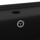 vidaXL négyszög alakú matt fekete kerámia mosdókagyló túlfolyóval 41 x 41 cm