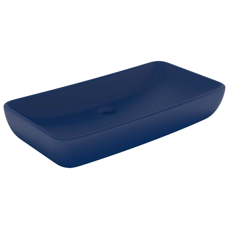 vidaXL négyszögletes matt sötétkék kerámia luxus mosdókagyló 71x38 cm