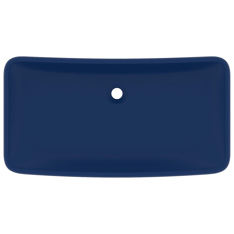 vidaXL négyszögletes matt sötétkék kerámia luxus mosdókagyló 71x38 cm