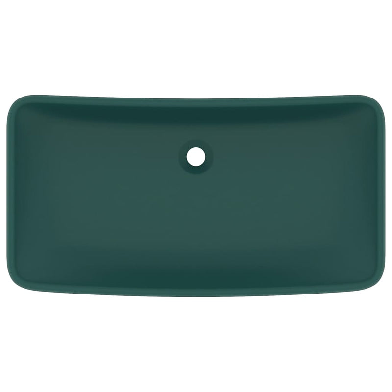 vidaXL négyszögletes matt sötétzöld kerámia luxus mosdókagyló 71 x 38 cm