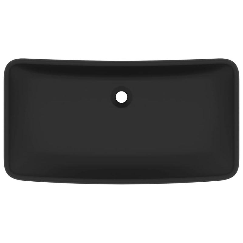 vidaXL négyszögletes matt fekete kerámia luxus mosdókagyló 71 x 38 cm