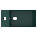 vidaXL sötétzöld kerámia mosdókagyló túlfolyóval