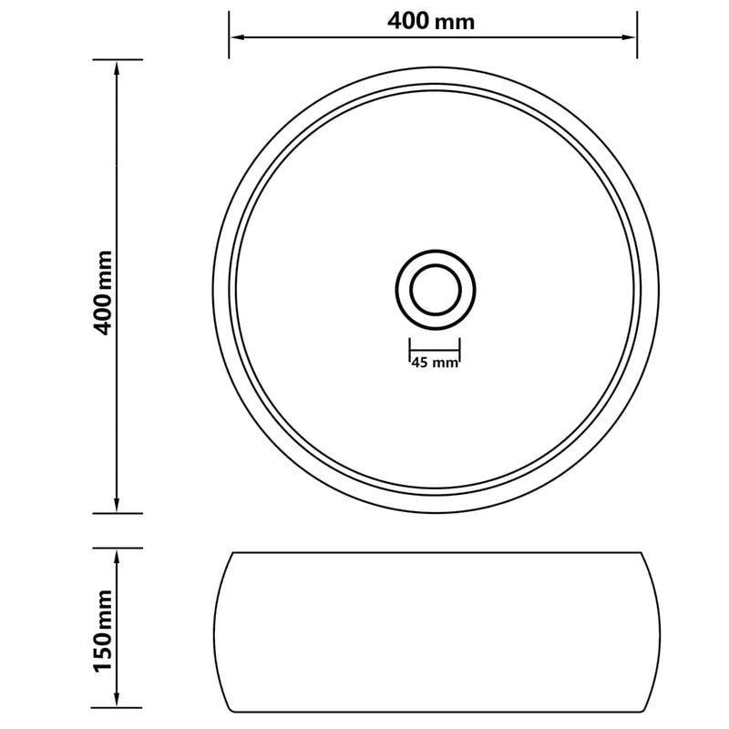 vidaXL kerek matt fehér kerámia luxus mosdókagyló 40 x 15 cm