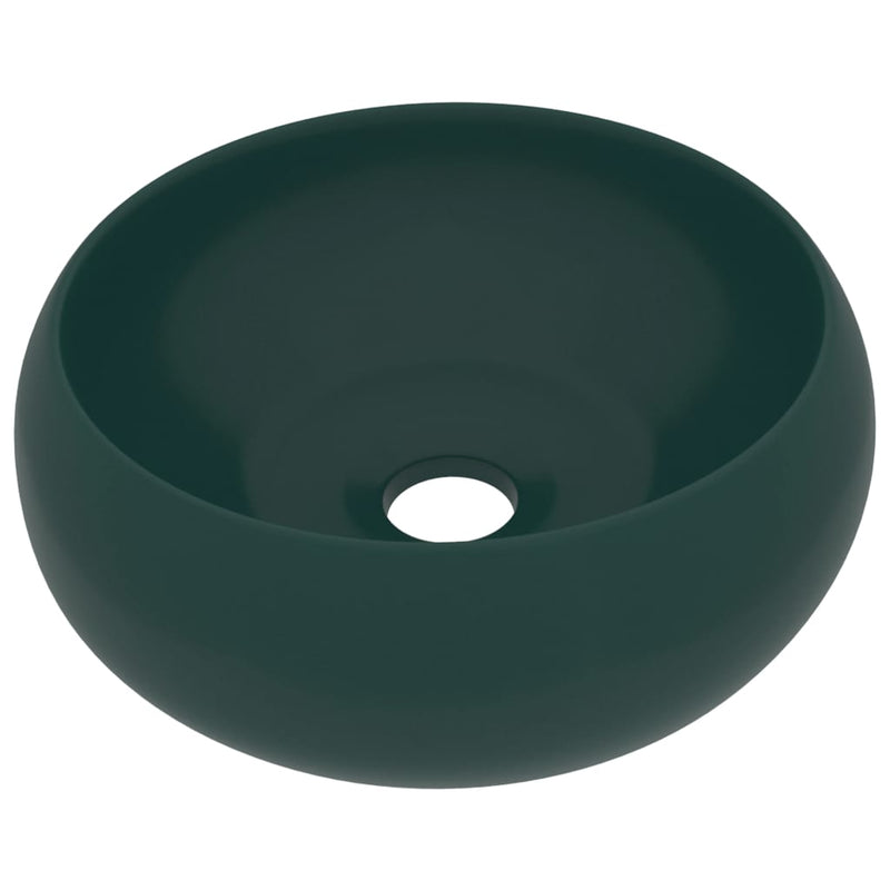 vidaXL kerek matt sötétzöld kerámia luxus mosdókagyló 40 x 15 cm