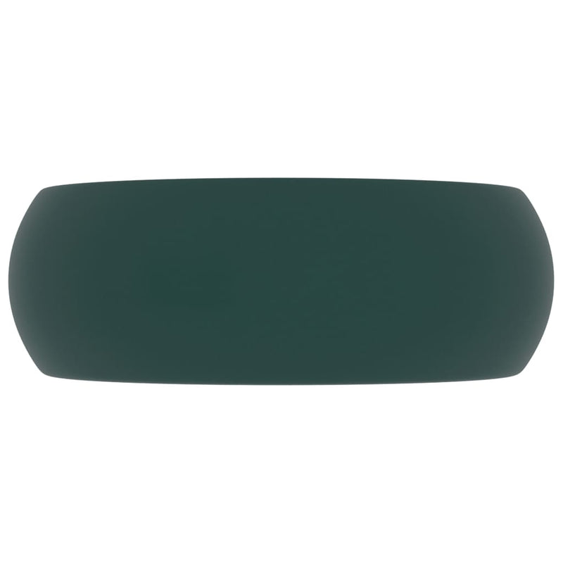 vidaXL kerek matt sötétzöld kerámia luxus mosdókagyló 40 x 15 cm