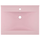 vidaXL matt rózsaszín kerámia luxus mosdókagyló csapfurattal 60x46 cm