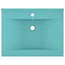 vidaXL matt világoszöld kerámia luxus mosdó csaptelepfurattal 60x46 cm