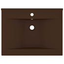 vidaXL matt sötétbarna kerámia luxus mosdó csaptelepfurattal 60x46 cm