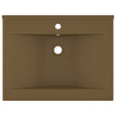 vidaXL matt krémszínű kerámia luxus mosdókagyló csapfurattal 60x46 cm