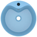 vidaXL matt világoskék luxus kerámia mosdókagyló túlfolyóval 36x13  cm