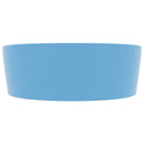 vidaXL matt világoskék luxus kerámia mosdókagyló túlfolyóval 36x13  cm