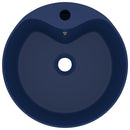 vidaXL matt sötétkék luxus kerámia mosdókagyló túlfolyóval 36x13  cm