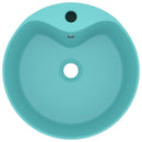 vidaXL matt világoszöld luxus kerámia mosdókagyló túlfolyóval 36x13  cm