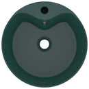 vidaXL matt sötétzöld luxus kerámia mosdókagyló túlfolyóval 36x13  cm