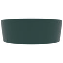 vidaXL matt sötétzöld luxus kerámia mosdókagyló túlfolyóval 36x13  cm