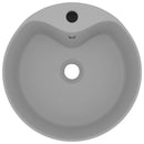 vidaXL matt világosszürke luxus kerámia mosdókagyló túlfolyóval 36x13 cm