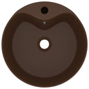 vidaXL matt sötétbarna luxus kerámia mosdókagyló túlfolyóval 36x13 cm