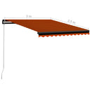 vidaXL narancssárga és barna kézzel kihúzható napellenző 300 x 250 cm