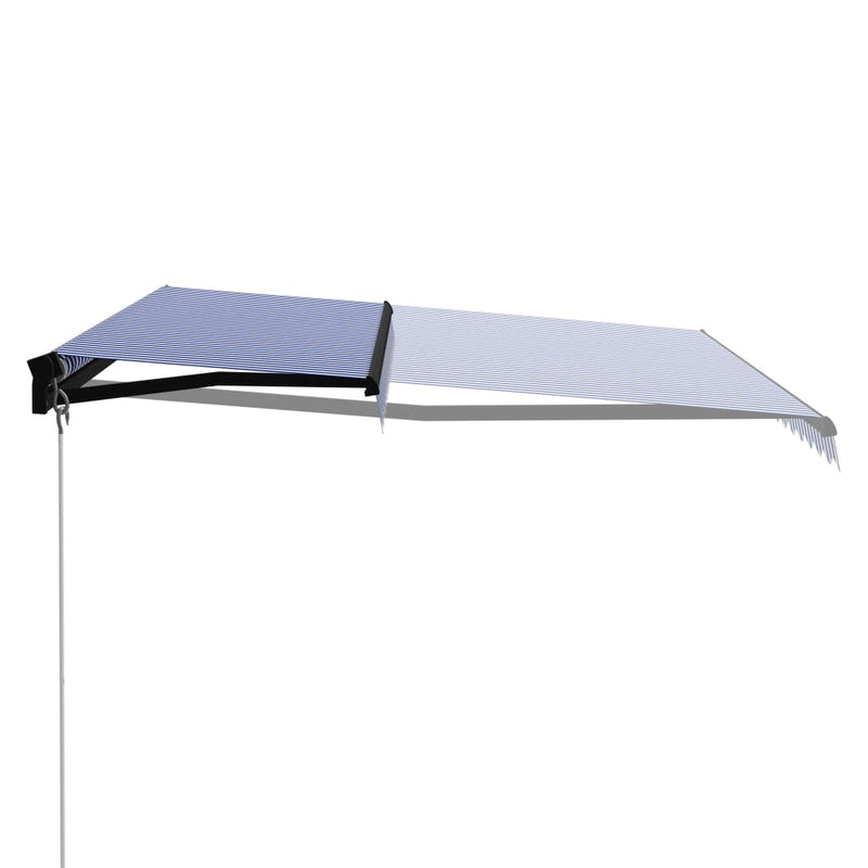 vidaXL kék és fehér kézzel kihúzható napellenző 450 x 300 cm