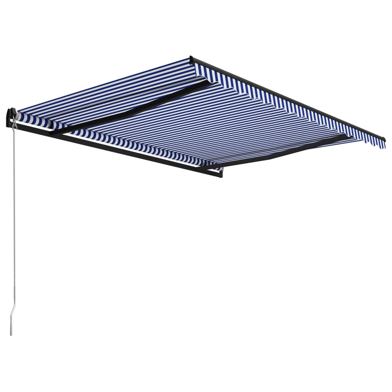 vidaXL kék és fehér kézzel kihúzható napellenző 450 x 300 cm