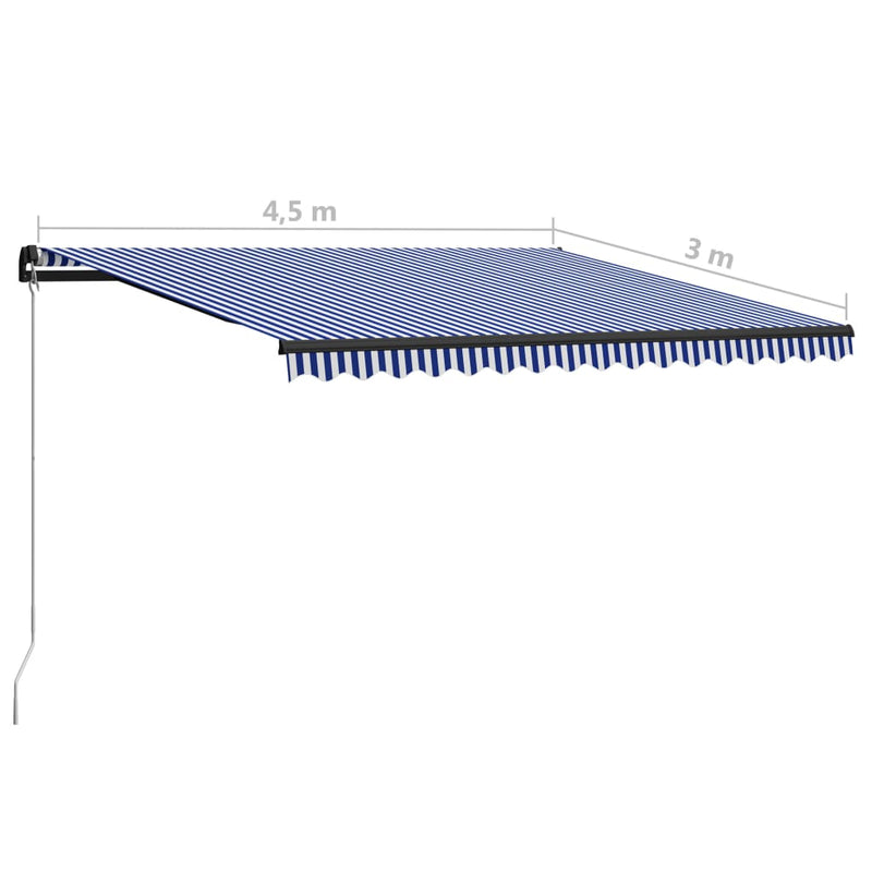 vidaXL kék és fehér kézzel kihúzható napellenző 450 x 300 cm