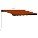 vidaXL narancssárga és barna kézzel kihúzható napellenző 450 x 300 cm