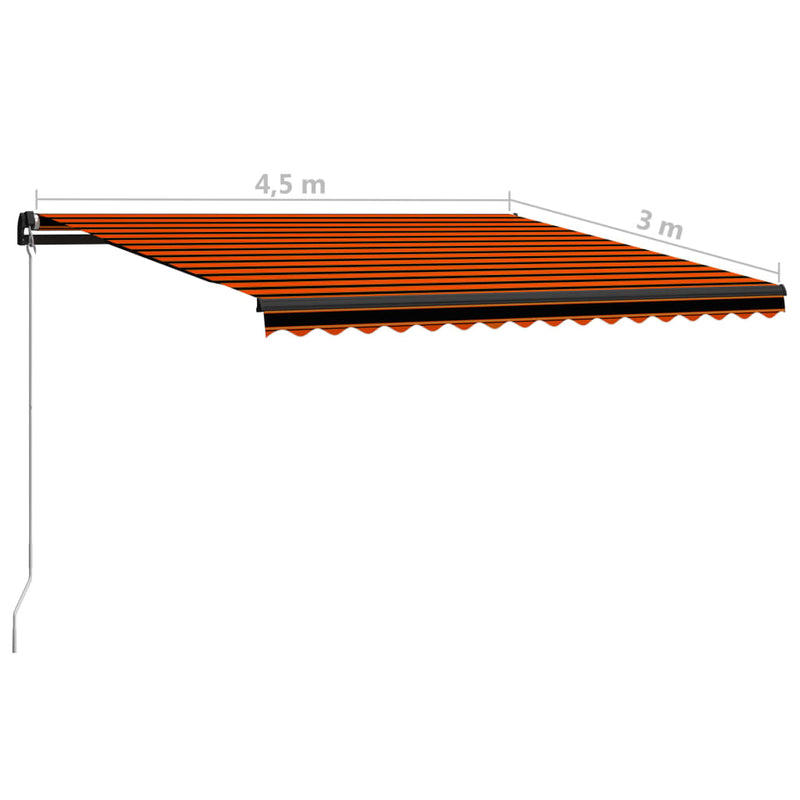 vidaXL narancssárga és barna kézzel kihúzható napellenző 450 x 300 cm