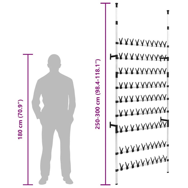 vidaXL alumínium teleszkópos cipőtartó rudakkal