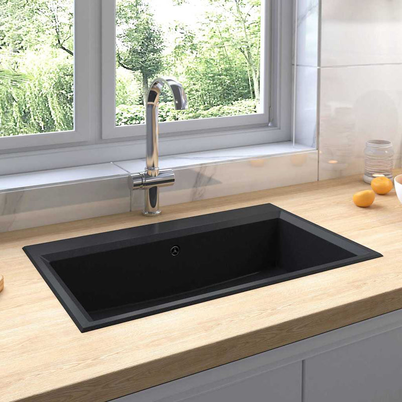 vidaXL Konyhai mosogató Fekete 79 x 50 x 31 cm Gránit