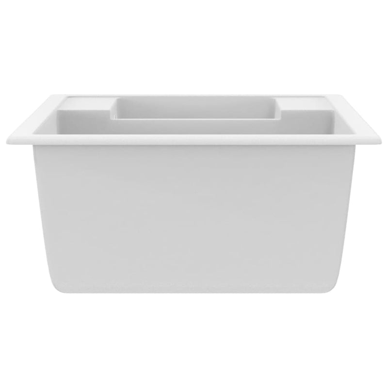 vidaXL fehér gránit 2 medencés konyhai mosogató túlfolyóval