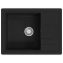 vidaXL fekete gránit ovális konyhai mosogatótálca túlfolyóval
