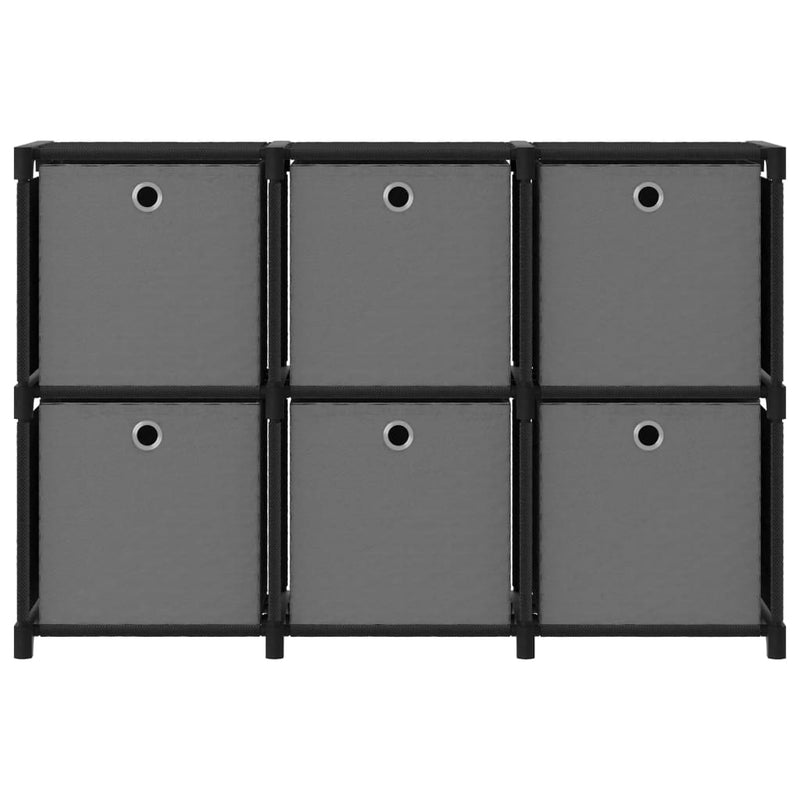 vidaXL 6 rekeszes fekete szövet bemutató polc dobozokkal 103x30x72,5cm
