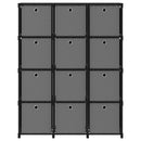 vidaXL 12 rekeszes fekete szövet bemutató polc dobozokkal 103x30x141cm