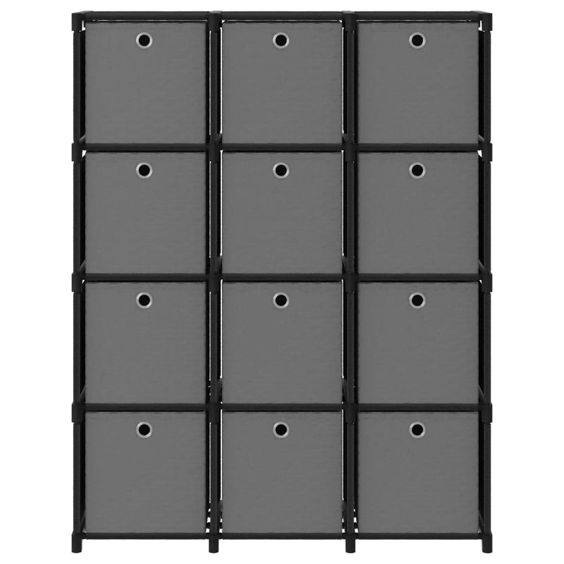 vidaXL 12 rekeszes fekete szövet bemutató polc dobozokkal 103x30x141cm