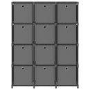 vidaXL 12 rekeszes szürke szövet bemutató polc dobozokkal 103x30x141cm