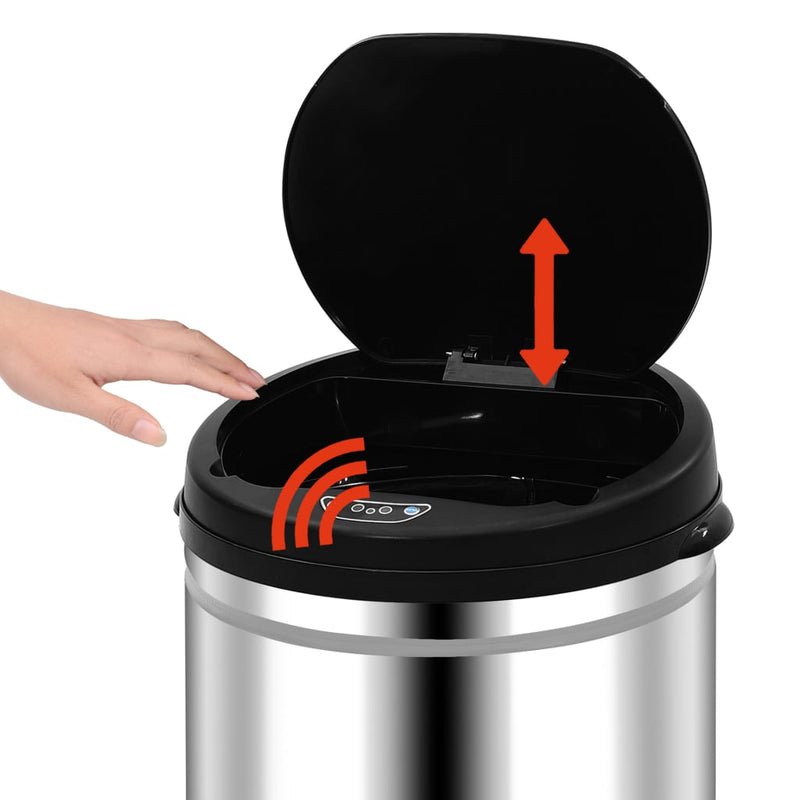 vidaXL automata érzékelős rozsdamentes acél szemeteskuka 30 L