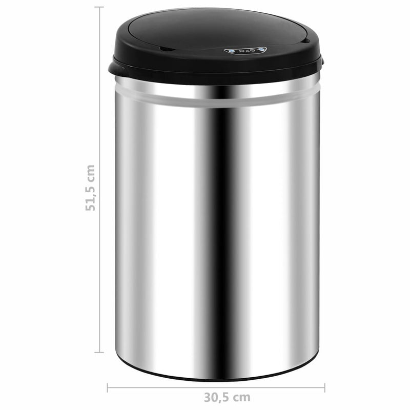 vidaXL automata érzékelős rozsdamentes acél szemeteskuka 30 L