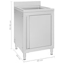 vidaXL rozsdamentes acél kereskedelmi konyhai mosogató 60 x 60 x 96 cm