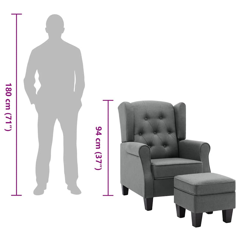 vidaXL világosszürke szövet fotel lábzsámollyal