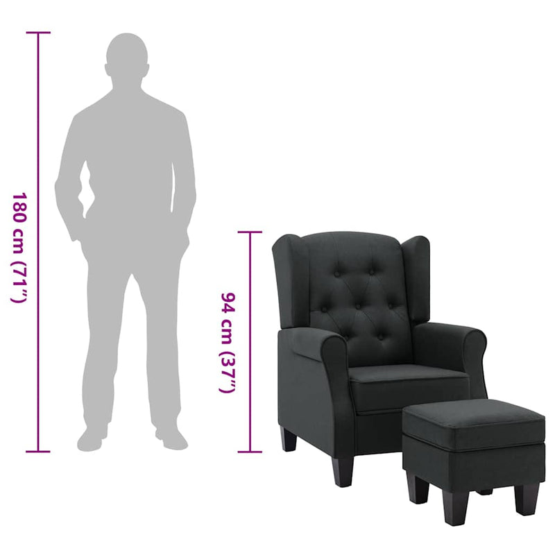 vidaXL sötétszürke szövet fotel lábzsámollyal