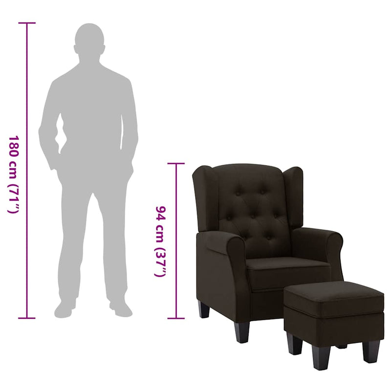 vidaXL sötétbarna szövet fotel lábzsámollyal