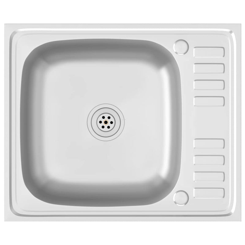 vidaXL ezüst rozsdamentes acél lefolyós konyhamosogató 600x500x155 mm
