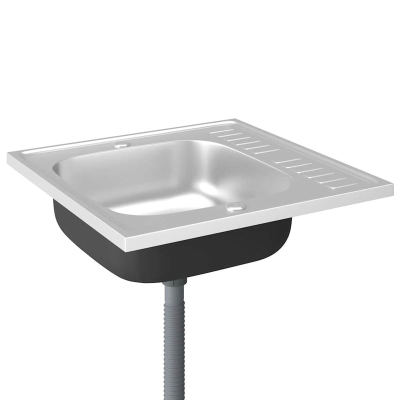 vidaXL ezüst rozsdamentes acél lefolyós konyhamosogató 600x600x155 mm